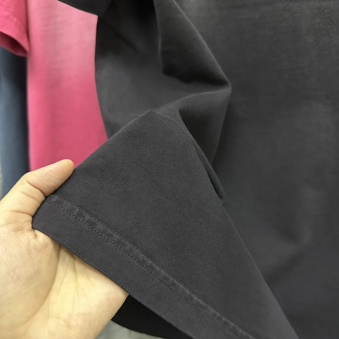 🅿️200 CH Croix Heart 2025 Summer New Style Heavy Acid Washing Gradient Distressing Chest Logo Classic Embroidery Customized Fabric Short Sleeve T-shirt Unisex Size: S M L XL XXL Five Codes (European Code) Color: Gradient Black Gradient Pink Gradient Blue